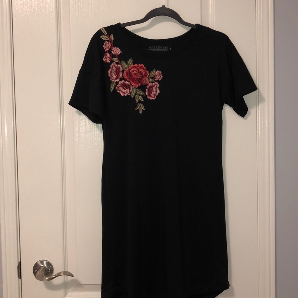 Floral Black T-Shirt Dress